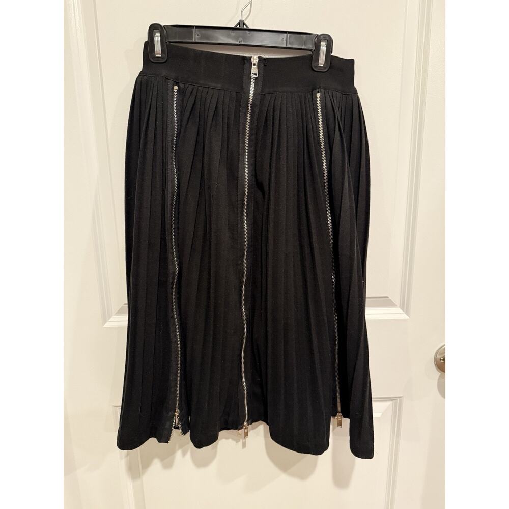 Marigold Shadows Goth Avant-Garde Pleated mid skirt w/exposed vertical zippers